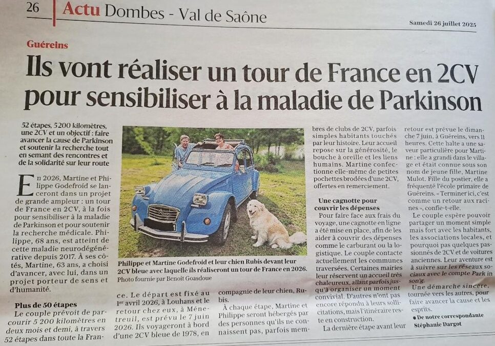 Tour de France en 2CV pour sensibiliser à la maladie de Parkinson
